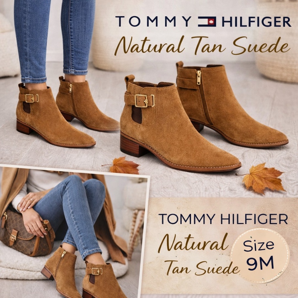 Tommy Hilfiger Terez bootie in Natural Tan Suede Size 9M NIB